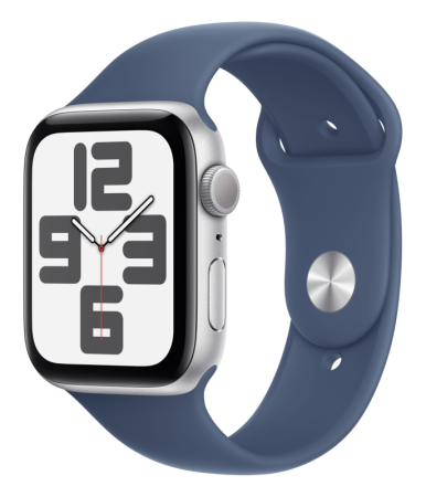 Смарт часы Apple Watch Series SE 2024 40мм алюминий серебристого цвета, ремешок цвета «синий деним» M/L (MXED3LL/A)
