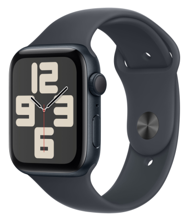 Смарт часы Apple Watch Series SE 2024 44мм алюминий цвета «полуночный черный», ремешок цвета «полуночный черный» M/L (MXEK3LL/A)
