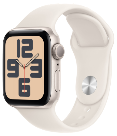 Смарт часы Apple Watch Series SE 2024 40 мм алюминий цвета «сияющая звезда», ремешок цвета «сияющая звезда» S/M (MXEF3LL/A)