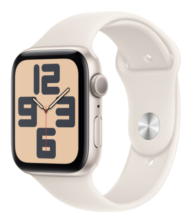 Смарт часы Apple Watch Series SE 2024 44 мм алюминий цвета «сияющая звезда», ремешок цвета «сияющая звезда» M/L (MXEV3LL/A)